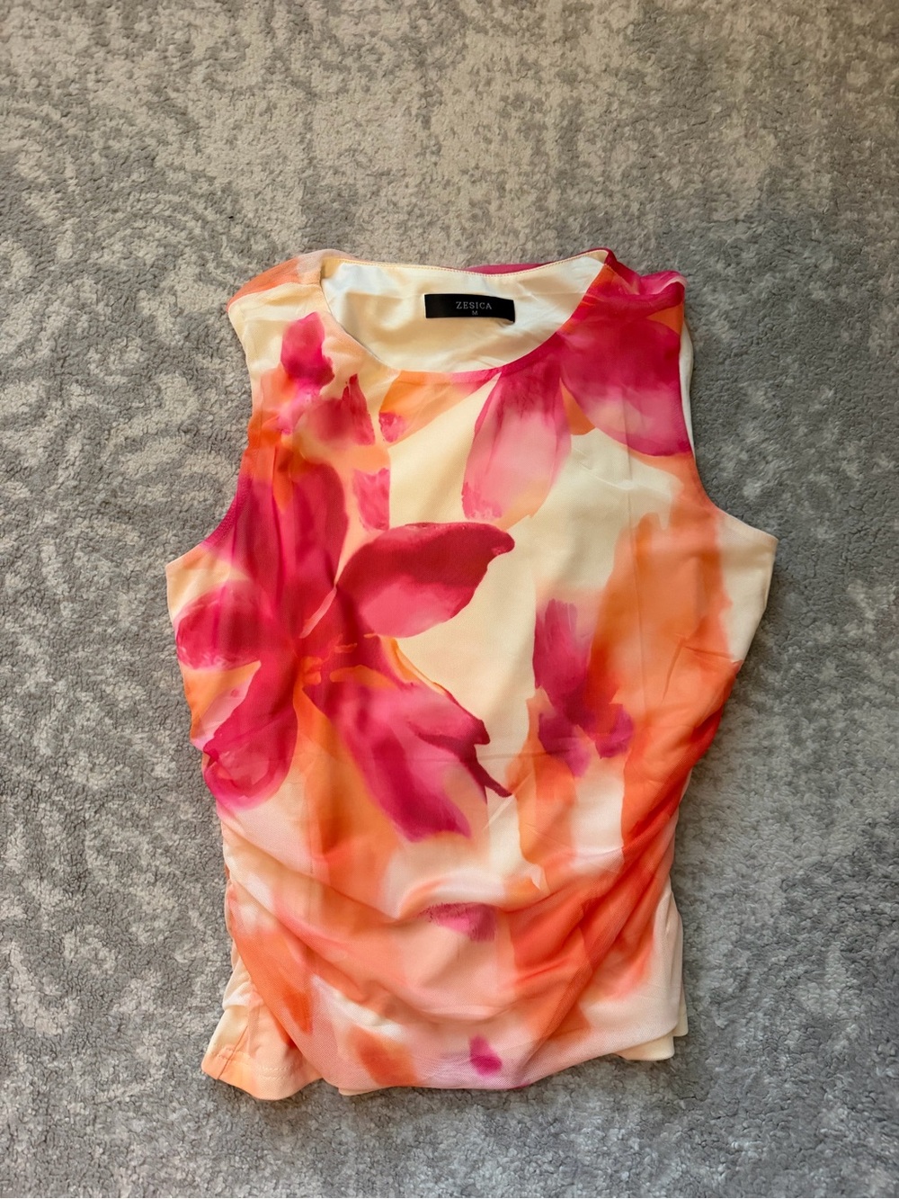 Pink & Orange Floral Sleeveless Top- size M